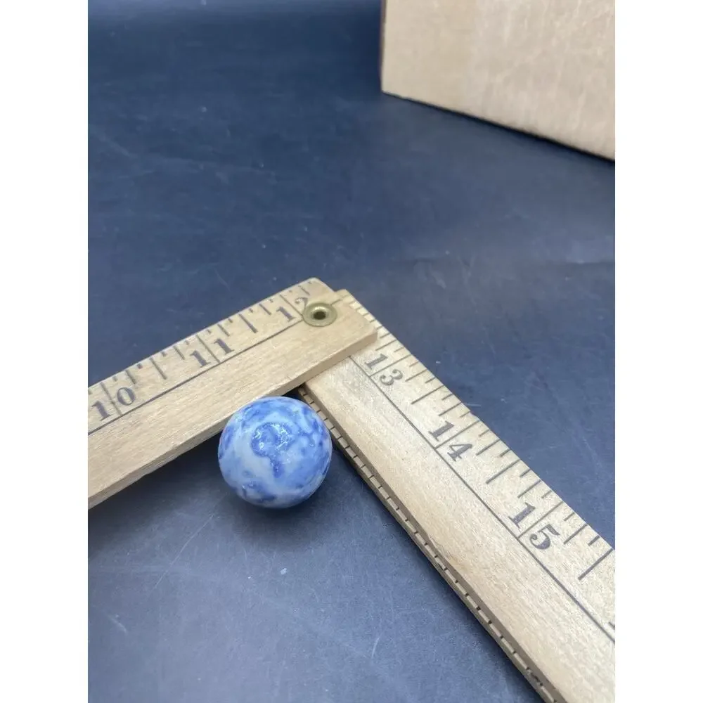 Vintage Large Clay Marble Textured Blue Variation And White 1#
